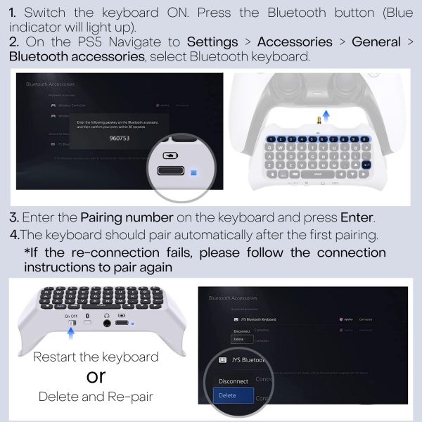 TNP Chatpad Controller Keyboard Attachment for PS5, Wireless Compact Keypad - The Ultimate QWERTY Gamepad Keyboard with Built-In Speaker for Live Chat and Messaging - Image 5