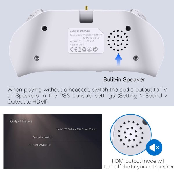 TNP Chatpad Controller Keyboard Attachment for PS5, Wireless Compact Keypad - The Ultimate QWERTY Gamepad Keyboard with Built-In Speaker for Live Chat and Messaging - Image 6