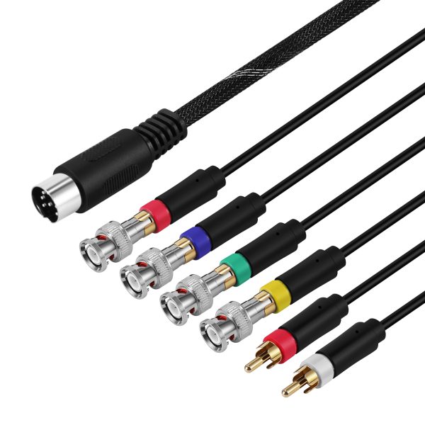 TNP Genesis RGB/RGBs Adapter Cable Connector, Compatible with Sega Genesis 1 or For Sega Mega Drive 1 Game Consoles for RGB/RGBS Supported Monitors with BNC Connectors