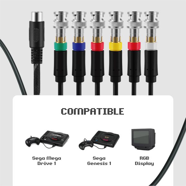 TNP Genesis RGB/RGBs Adapter Cable Connector, Compatible with Sega Genesis 1 or For Sega Mega Drive 1 Game Consoles for RGB/RGBS Supported Monitors with BNC Connectors - Image 5