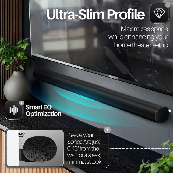 TNP Wall Mount Bracket Compatible with Sonos Arc Ultra and Sonos Arc Soundbar - Hidden Floating Hanging Style Design Sound Bar Mounting for Under TV Installation, Hardware Kit Included, Black - Image 4