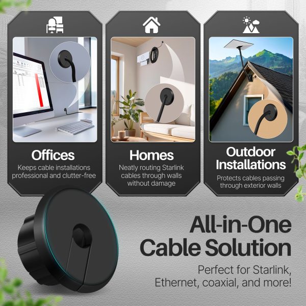 TNP for Starlink Cable Grommet Routing Kit - 1 Inch Wall Hole Feed Through Bushing, Silicone Wall Grommet for Starlink Ethernet Cable, Durable & Easy Installation, Black - Image 7