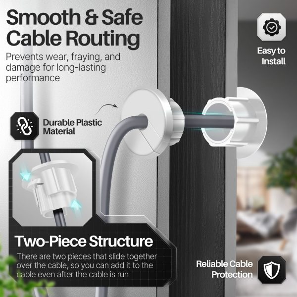 TNP for Starlink Cable Grommet Routing Kit - 1 Inch Wall Hole Feed Through Bushing, Silicone Wall Grommet for Starlink Ethernet Cable, Durable & Easy Installation, White - Image 3