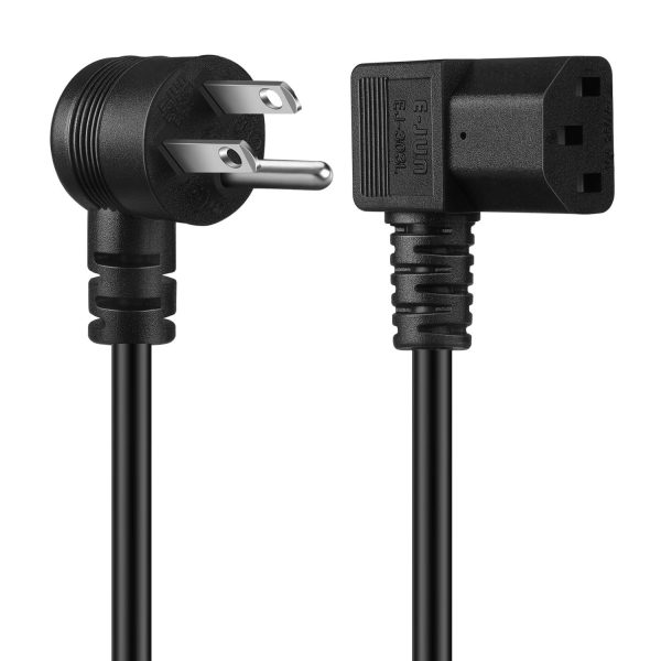 TNP 90 Degree PC Power Cord - Right Angle Computer Power Cable 3 Prong Replacement for Monitor, TV, Laptop - Universal AC Power Supply Cord Plug Wire, NEMA 5-15P to IEC320C13 UL, 10A/125V, 15 ft - Image 2