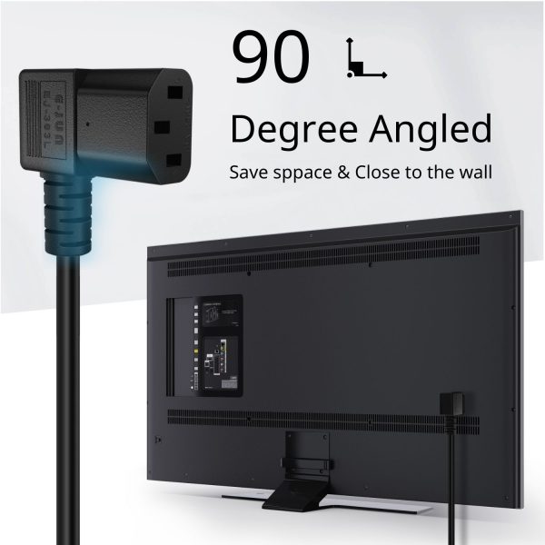 TNP 90 Degree PC Power Cord - Right Angle Computer Power Cable 3 Prong Replacement for Monitor, TV, Laptop - Universal AC Power Supply Cord Plug Wire, NEMA 5-15P to IEC320C13 UL, 10A/125V, 15 ft - Image 6