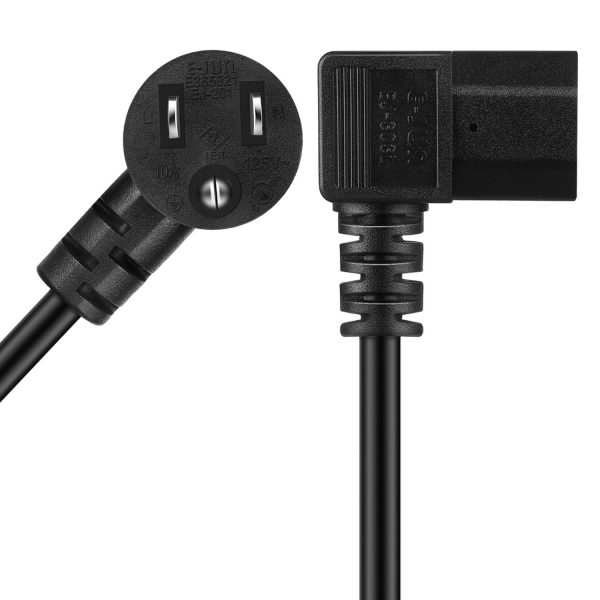 TNP 90 Degree PC Power Cord - Right Angle Computer Power Cable 3 Prong Replacement for Monitor, TV, Laptop - Universal AC Power Supply Cord Plug Wire, NEMA 5-15P to IEC320C13 UL, 10A/125V, 15 ft - Image 9