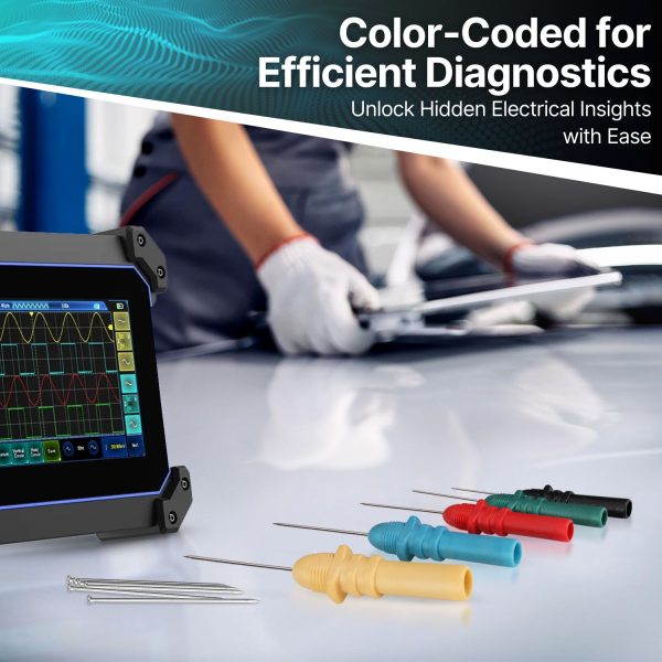 Hantek Probe Kit HT307 - Back Probe Pins Set - Oscilloscope Probes for Automotive Diagnostic Test Accessories Repair Tools Back Pinning Probes (Set of 5, Assorted Colors) - Image 2