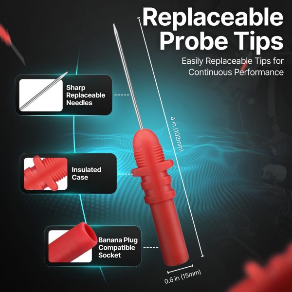 Hantek Probe Kit HT307 - Back Probe Pins Set - Oscilloscope Probes for Automotive Diagnostic Test Accessories Repair Tools Back Pinning Probes (Set of 5, Assorted Colors) - Image 6