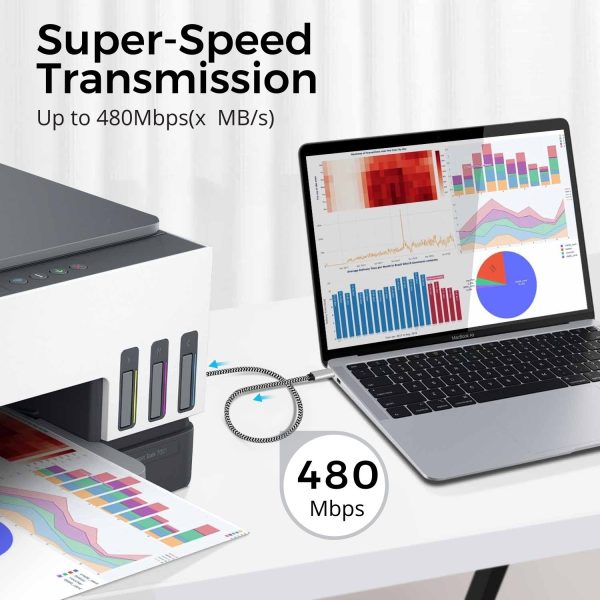 TNP Premium USB C to USB B Cable - High-Speed Printer Cable to USB C, MIDI to USB C, Durable, Universally Compatible USB Type B 2.0 to USB Type C Cord - 3.3 Ft, 1 Meter - Image 8