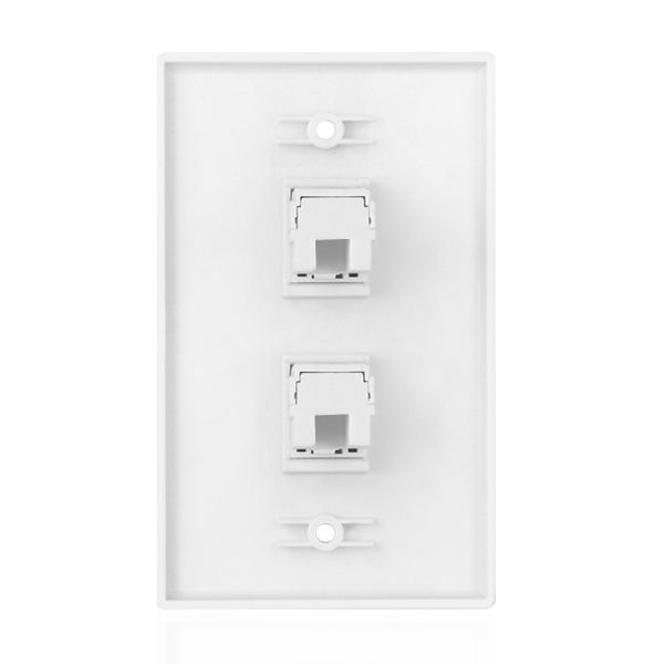TNP Ethernet Wall Plate Dual Cat5e Port - 1 Gang Double Cat 5 Wall Plate - 2 Port RJ45 Faceplate Network Cable Outlet Cover Female to Female Keystone White - Image 4