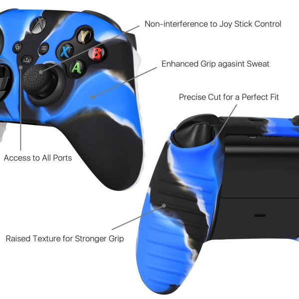 TNP Silicone Case Cover for Xbox Series X/S Controller Skin Shell + 8 Pro Thumb Grips Set (Camo Blue) Ergonomic Textured Grip Dust Protector Compatible With New Xbox Series S X Controller Accessories - Image 3