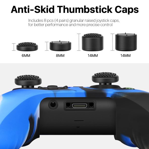 TNP Silicone Case Cover for Xbox Series X/S Controller Skin Shell + 8 Pro Thumb Grips Set (Camo Blue) Ergonomic Textured Grip Dust Protector Compatible With New Xbox Series S X Controller Accessories - Image 4