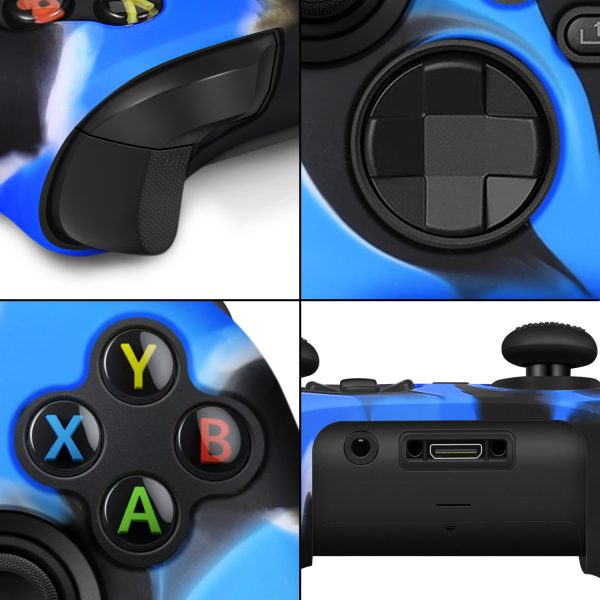TNP Silicone Case Cover for Xbox Series X/S Controller Skin Shell + 8 Pro Thumb Grips Set (Camo Blue) Ergonomic Textured Grip Dust Protector Compatible With New Xbox Series S X Controller Accessories - Image 5