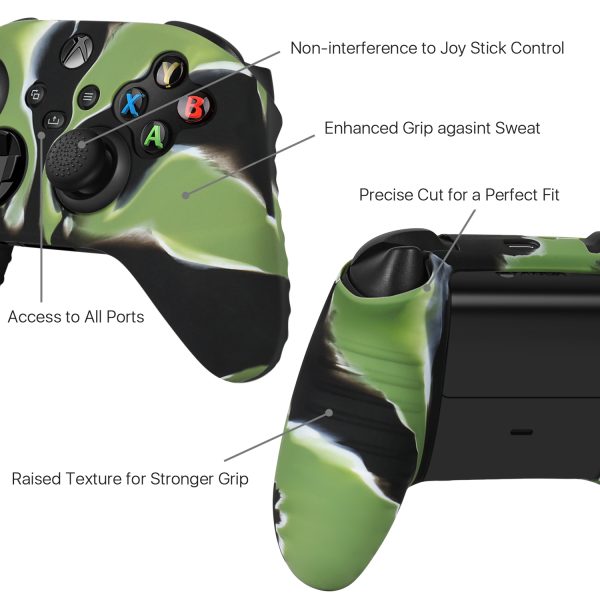 TNP Silicone Case Cover for Xbox Series X/S Controller Skin Shell + 8 Pro Thumb Grips Set (Camo Green) Ergonomic Textured Grip Dust Protector Compatible With New Xbox Series S X Controller Accessories - Image 3