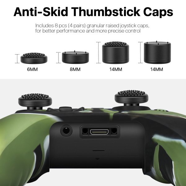 TNP Silicone Case Cover for Xbox Series X/S Controller Skin Shell + 8 Pro Thumb Grips Set (Camo Green) Ergonomic Textured Grip Dust Protector Compatible With New Xbox Series S X Controller Accessories - Image 4
