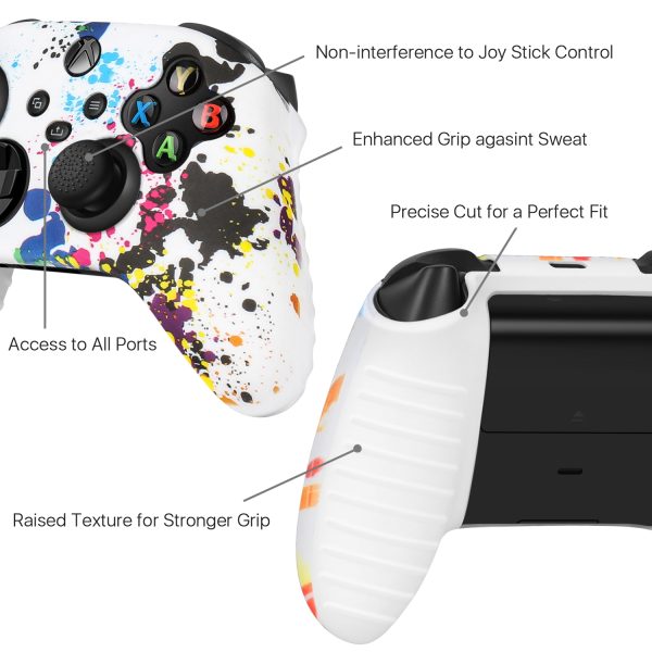 TNP Silicone Case Cover for Xbox Series X/S Controller Skin Shell + 8 Pro Thumb Grips Set (Ink Splash) Ergonomic Textured Grip Dust Protector Compatible With New Xbox Series S X Controller Accessories - Image 3