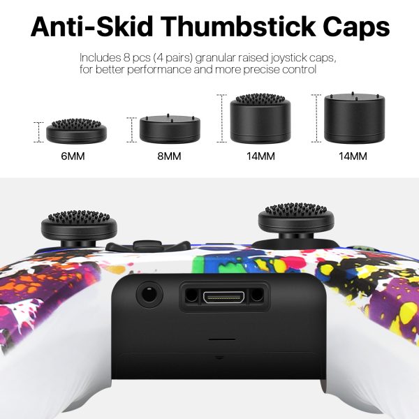 TNP Silicone Case Cover for Xbox Series X/S Controller Skin Shell + 8 Pro Thumb Grips Set (Ink Splash) Ergonomic Textured Grip Dust Protector Compatible With New Xbox Series S X Controller Accessories - Image 4