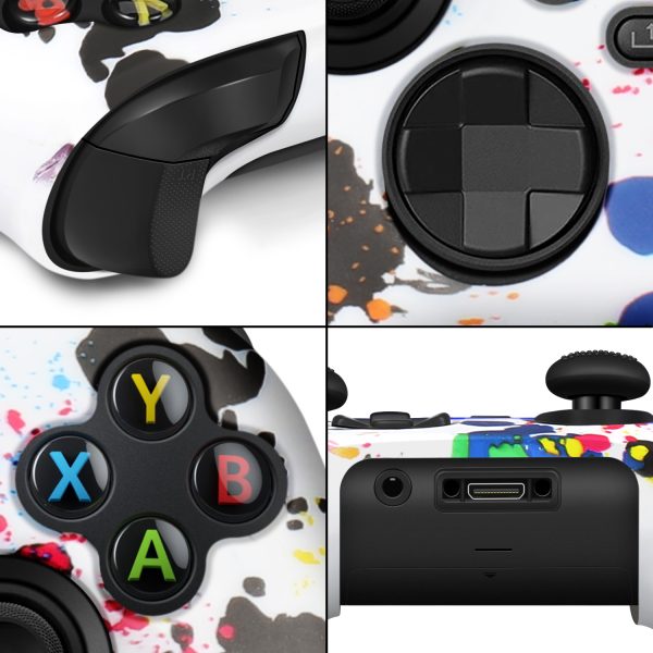 TNP Silicone Case Cover for Xbox Series X/S Controller Skin Shell + 8 Pro Thumb Grips Set (Ink Splash) Ergonomic Textured Grip Dust Protector Compatible With New Xbox Series S X Controller Accessories - Image 5