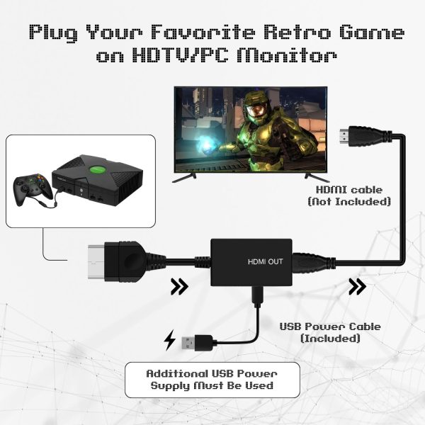 TNP For Original Xbox HDMI Adapter, HDMI Cable for Xbox One Converter Link Cable Connector compatible with Original Xbox Console for HD TVs, Monitors, and Projectors - Image 4