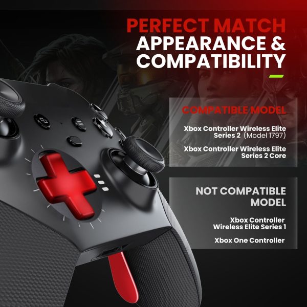 TNP Paddles for Xbox Elite 2 Controller - Accessories Replacement Metal Stainless Steel Paddles Trigger & D-Pad Parts Accessories Compatible with Xbox Elite Controller Series 2 Core, Red - Image 4