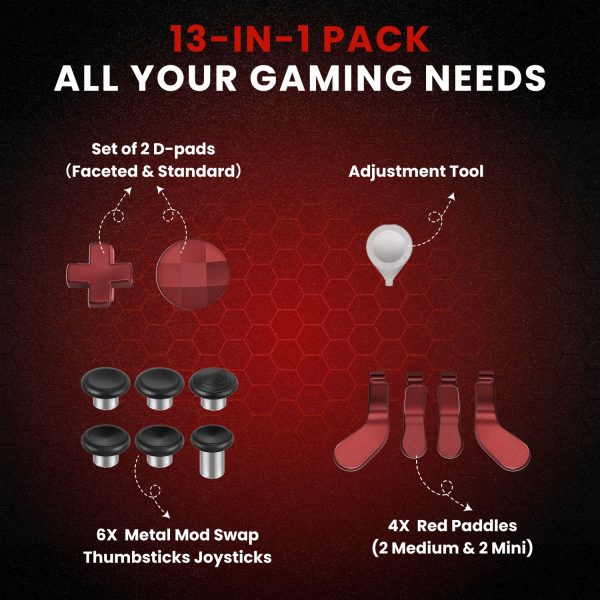 TNP Thumbsticks for Xbox Elite 2 Controller - Accessories Replacement Metal Mod Parts Thumbsticks, Paddles, D-Pads, Tool Compatible with Xbox One Elite Controller Series 2 Core, Red - Image 7